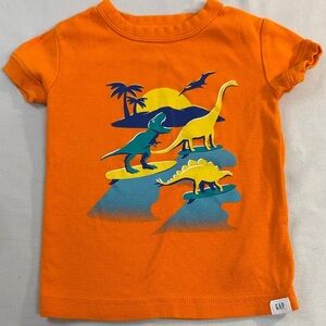 GAP - Kids Orange Short Sleeve Tee with Dinosaur Print